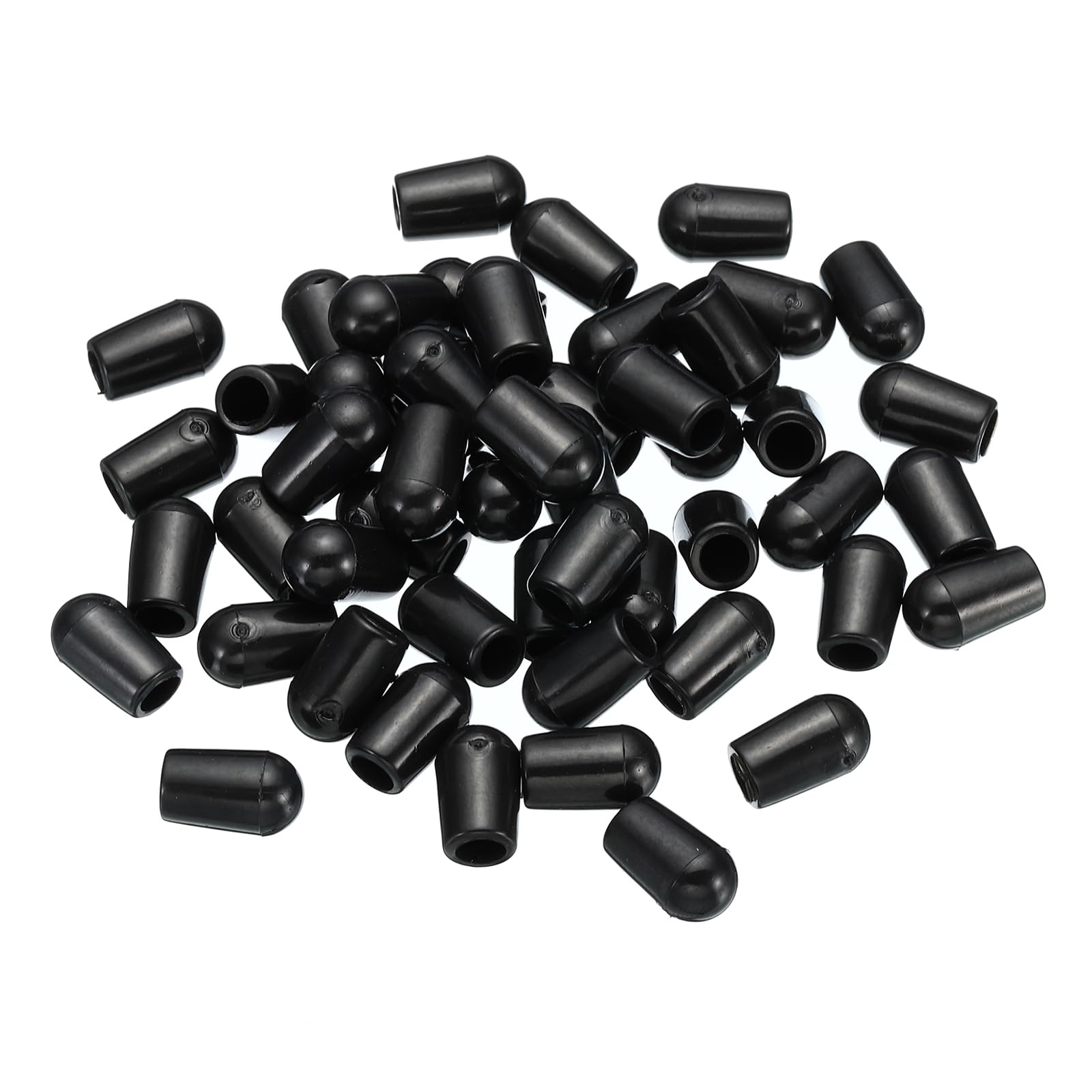 PATIKIL PVC End Caps, 100 Pack 4.5mm IDx7.5mm OD Bottom Round Bolt Cover Feet Caps Protector for Sink Rack Furniture Screw Tube Rod Hook Thread, Black โ image 1