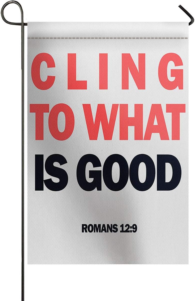 Ocean Party Small Premium Garden Flag Bible Saing/Quotes: Cling to What is Good Garden Flags Burlap Yard Outdoor Decor - Weather Resistant & Double Stitched - 28 x 40 Inch