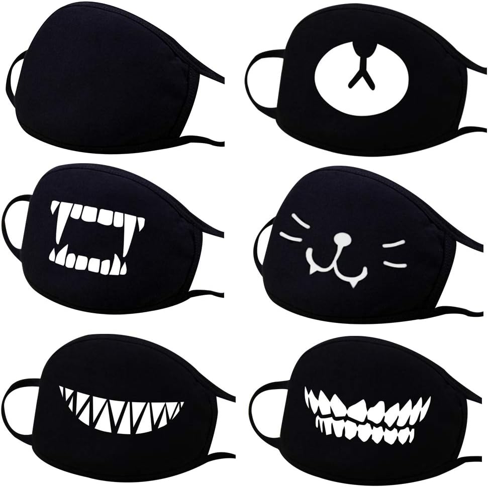 Mouth Cover Cartoon Printed Face Cover Protecive Gear Cute Pattern Accesory for Unisex Adult and Child, 4/6 PCS/Pack