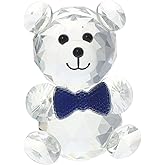 gifthub Crystal Bear Statue, Beautiful Glass Bear Decoration Cute Red Love Little Statue Home Decoration Dining Table Collection, Red Love Transparent Decoration(B)