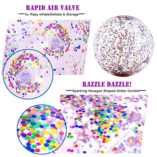 16 Inch Inflateable Glitter Beach Ball Sequin Beach Ball Pool Water Fun Toys for Kids Summer Parties Pool Party Favors