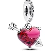 Doyafer Cupid'S Heart-Shaped Arrow Pendant 925 Sterling Silver Charm Compatible with Women's Bracelet Festival Jewelry Gifts For Family