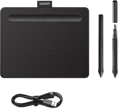 Wacom Intuos S Pen Tablet 200 x 160 mm 2540 LPI 4 Programmable Keys Black