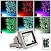 Blinngo10W RGB LED Flood Light Outdoor, 16 Color Changing RGB Floodlight with Remote, Warm White to Daylight Tunable, IP65 Waterproof 4 Modes Dimmable Stage Lighting with US 3-Plug