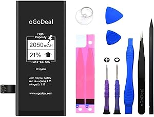 oGoDeal High Capacity Battery Replacement for iPhone SE with Repair Tool Kit, Battery Adhesive and Instructions [2 Year Warranty]