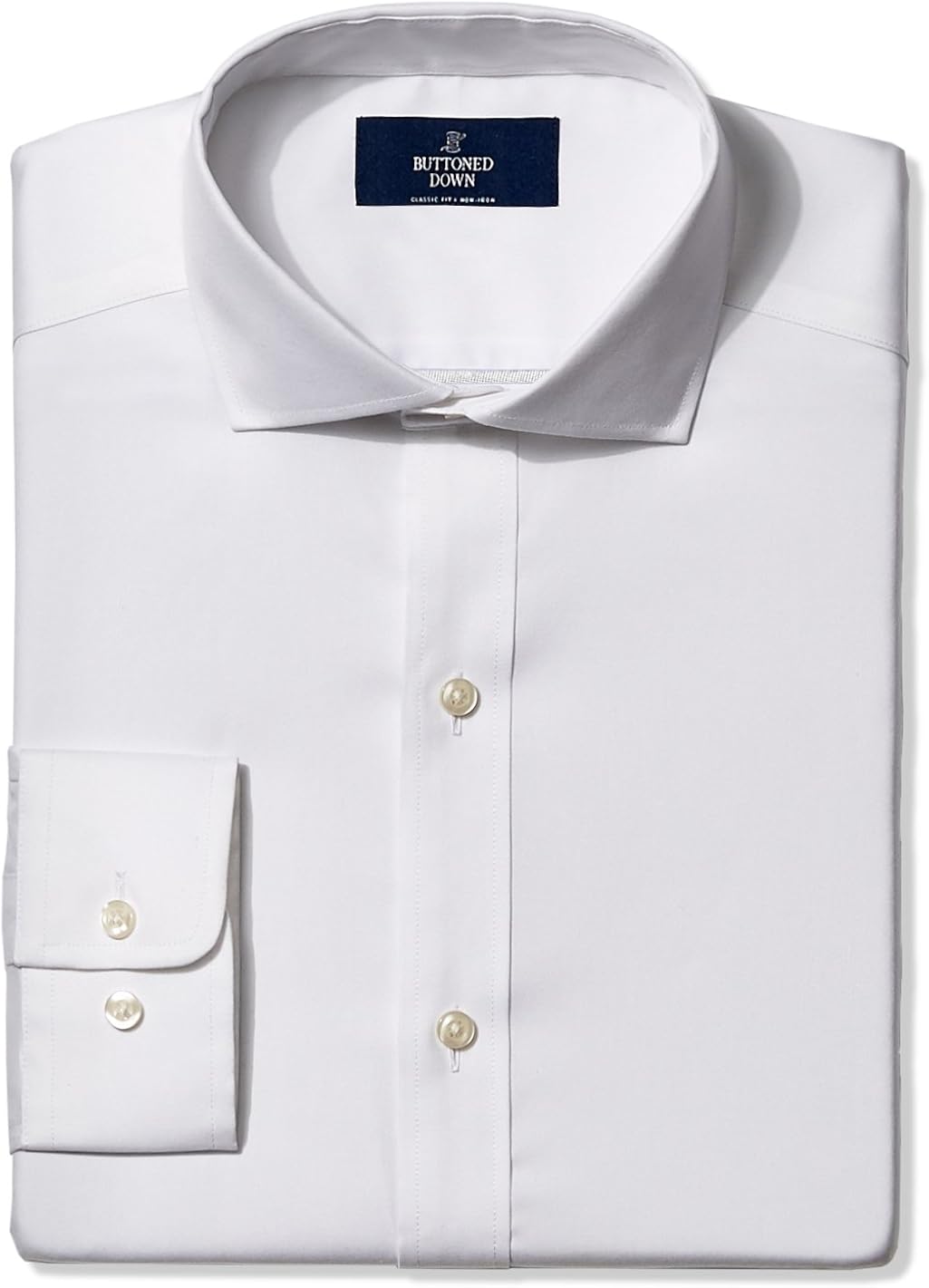 Brand - Buttoned Down Men's Classic Fit Cutaway-Collar Solid Pinpoint Dress Shirt, Supima Cotton Non-Iron: Clothing