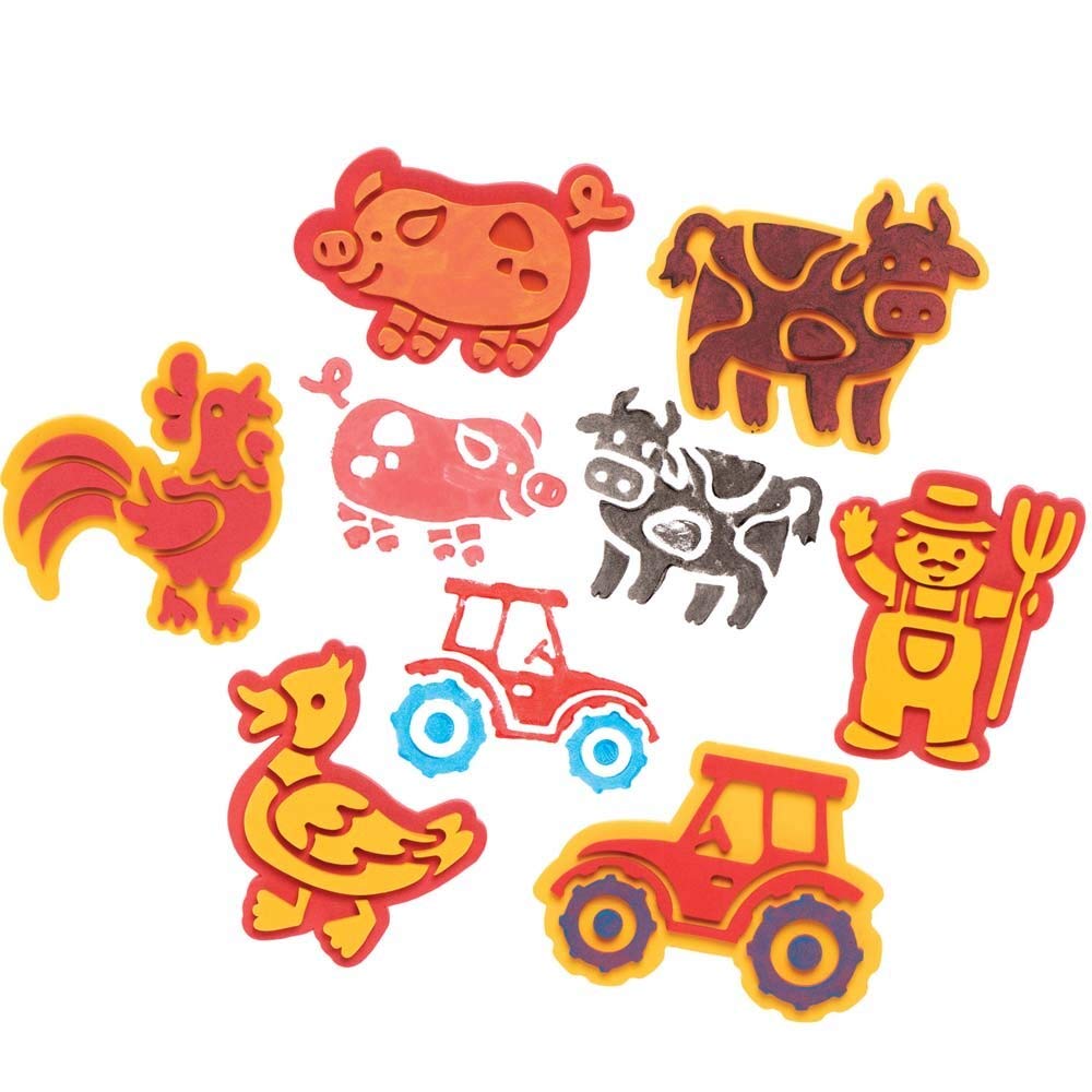 Baker Ross FE536 Farm Craft Foam Stampers - Pack of 10, Craft Stamps, Stamp Sets for Children, Ideal for Kids Arts and Crafts Projects — image 1