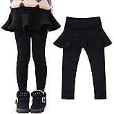 Toddler Girls Fleece Lined Leggings with Skirt Winter Warm Elastic Velvet Stretchy Thick Tutu Footless Tights Pants