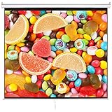 Cloud Mountain 120 Inch HD 1:1 Pull Down Projector Manual Projection Screen with Auto Lock Home Theater 1.3 Gain