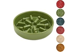 BICOPET Ceramic Maze Slow Feeder Dog Bowl for Small & Large Breeds, Slow Eating Food Bowl, Non-Slip Stand, Pet Food Puzzle Design- 9-33OZ (Green-S)