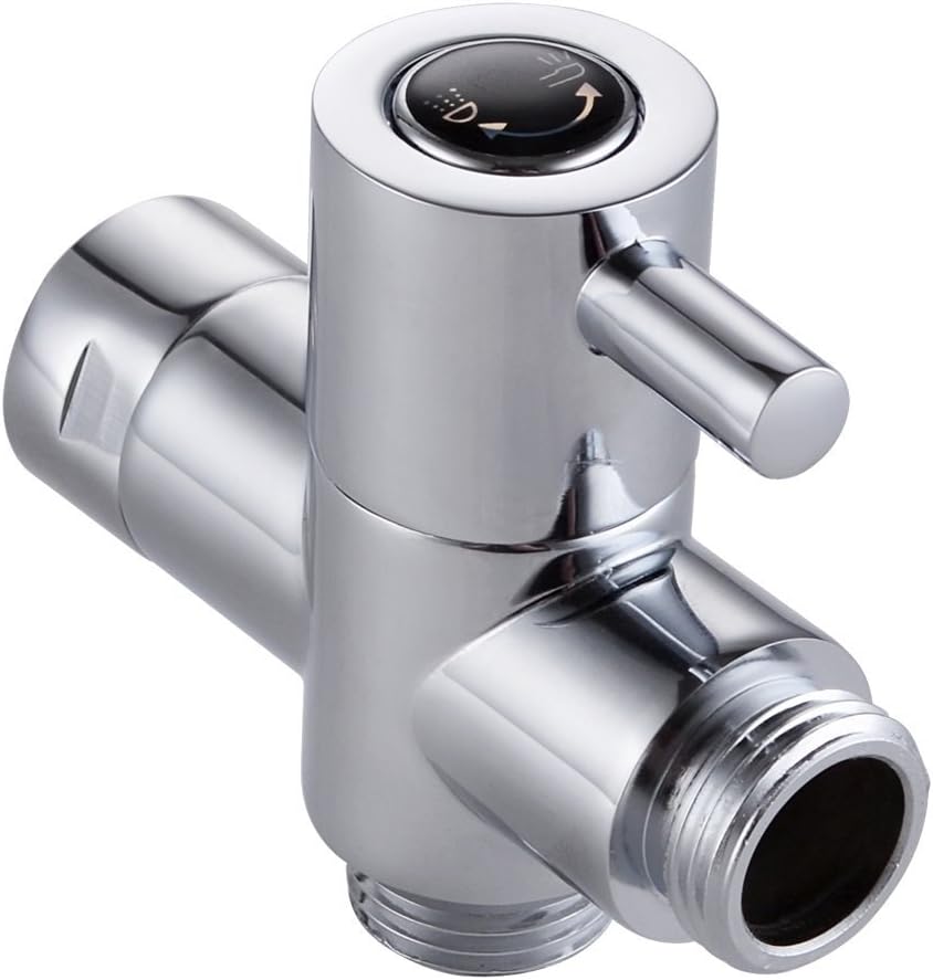 BRASS Shower Arm Diverter Valve Bathroom Universal Shower System Component Replacement Part for Hand Held Showerhead and Fixed Spray Head, Polished Chrome, PV4
