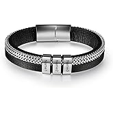Personalized Men's Bracelet in Silver - Engraved with Up to 4 Names - Durable Family Name Bracelet for Dad - Ideal Father's Day Gift, Customizable Jewelry