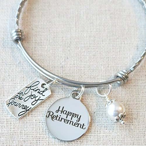 RETIREMENT Gift Bangle Bracelet, Find Joy in the Journey Congratulations Retirement