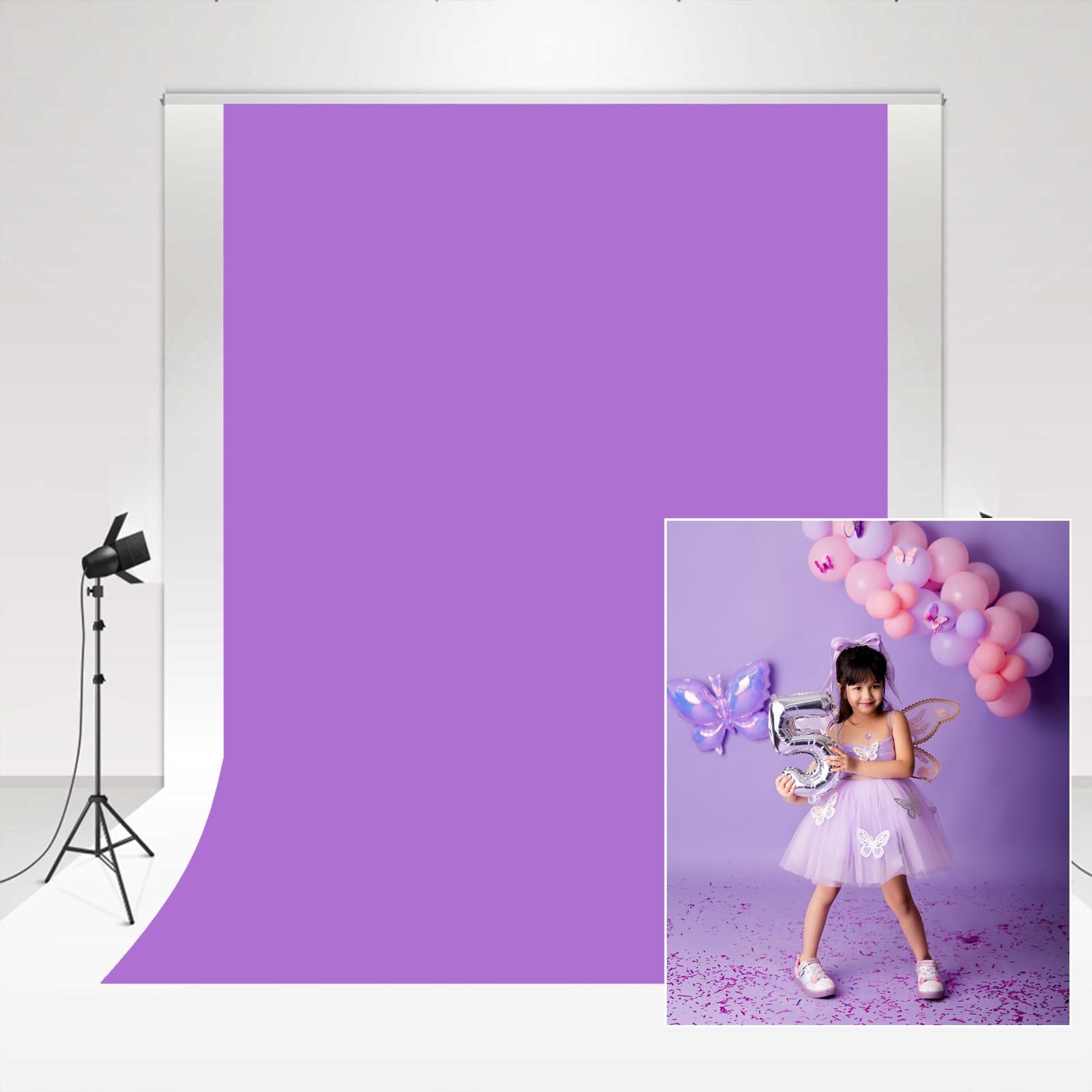 Kate Solid color Backdrop Lavender Purple 1.5x2.2m/5x7ft Collapsible Baby Photo Booth Wedding Photo Shooting Vedio Shooting Props Blogger Summer Ice cream purple photography Background — image 1