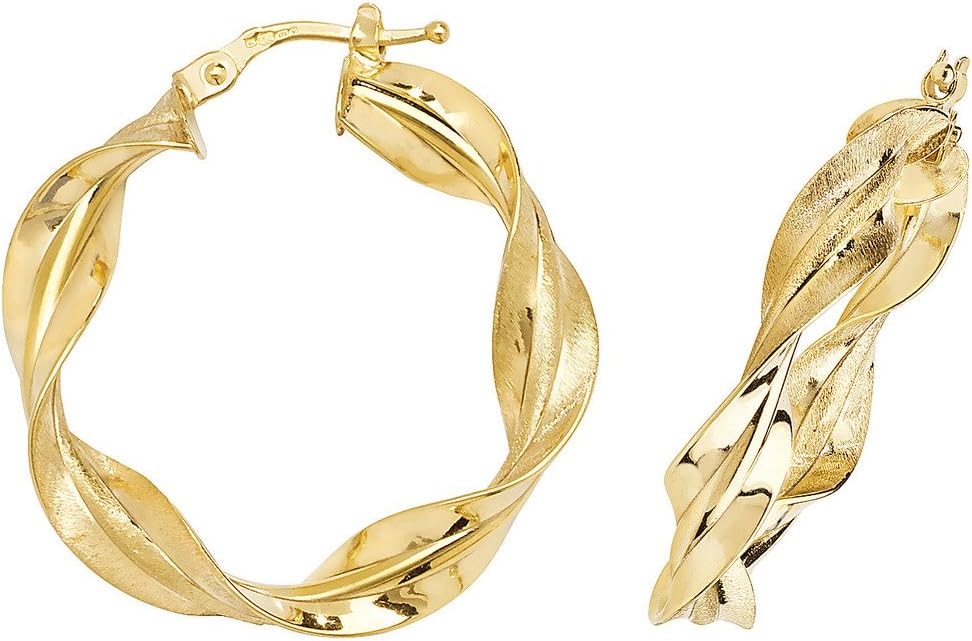 9ct yellow gold twisted hoop earrings
