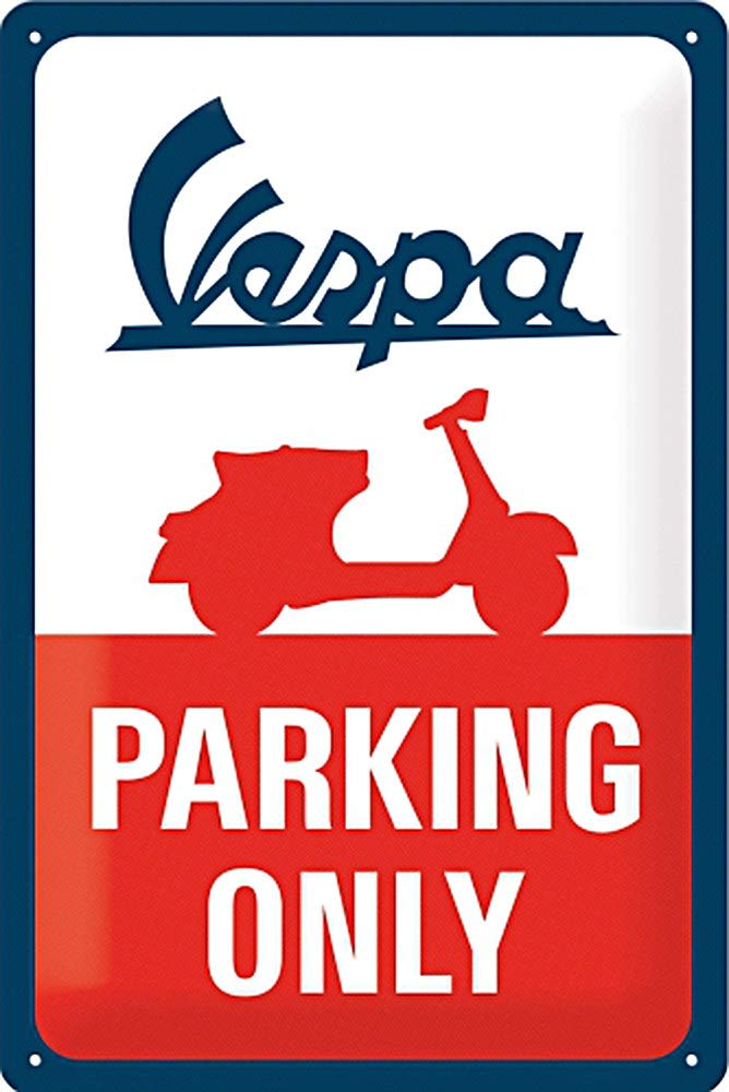 Nostalgic-Art Retro Tin Sign – Vespa – Parking Only – Gift idea for Scooter Fans, Metal Plaque, Vintage Design for Wall Decoration, 20 x 30 cm