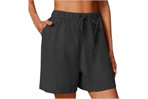 babysbule Cotton Linen Shorts for Women Summer Shorts 2024 Low Rise Shorts with Pockets Y2k Dressy Casual Linen Shorts S-5XL