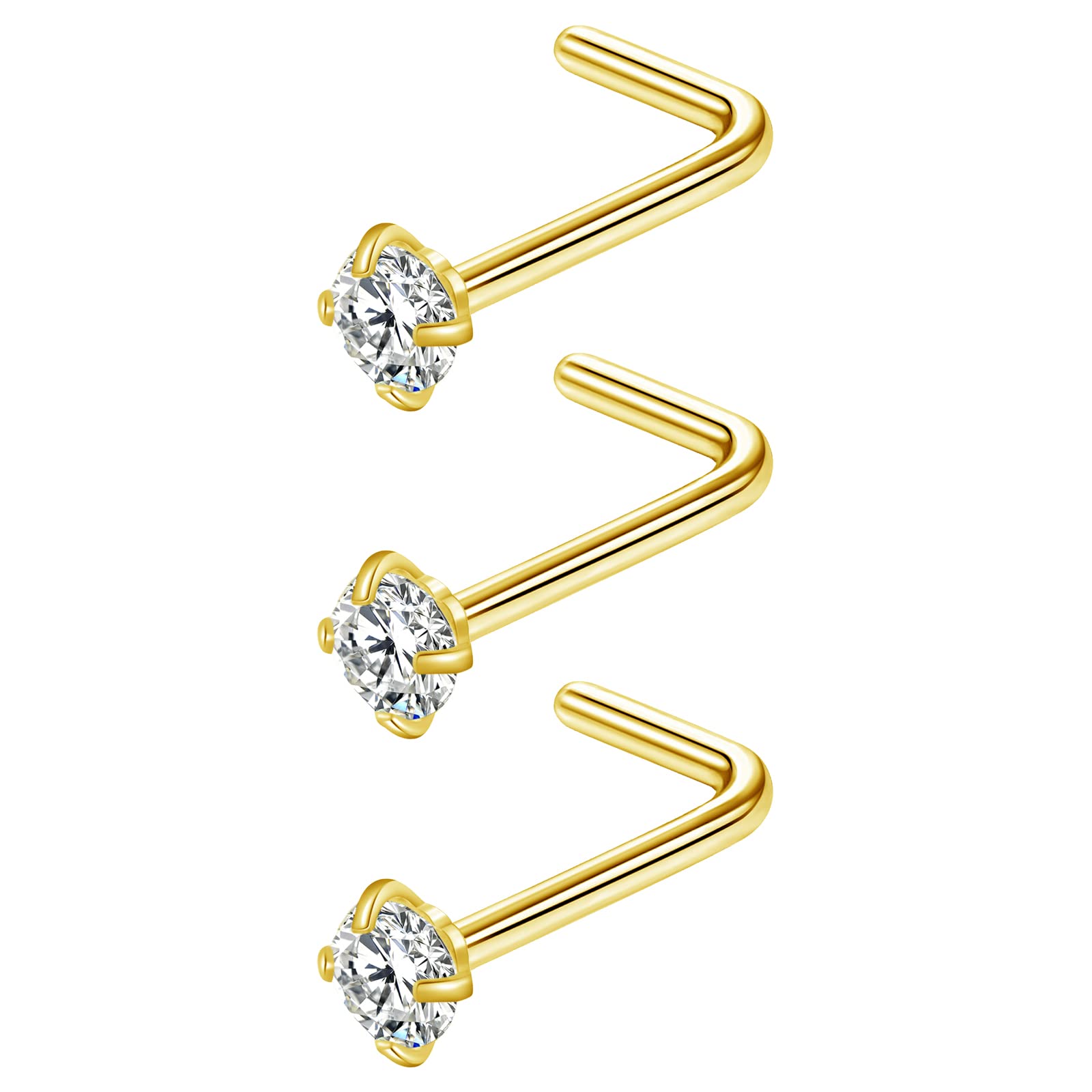 VELCARE 3 Pcs Nose Piercings Studs Nose Rings Studs