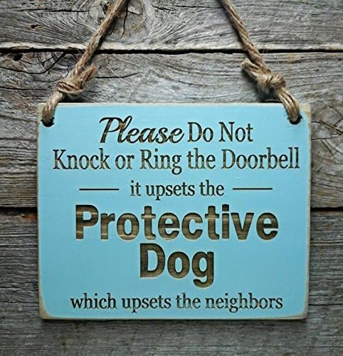 Protective Dog Do Not Disturb Sign - Front Door Sign - No Soliciting Sign - Beware of Dog
