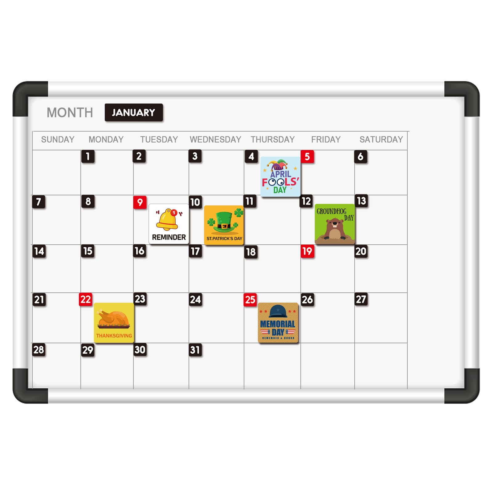 Double-Sided Magnetic Numbers and Months for Dry Erase Calendar Whiteboard, Calendar Magnets for Magnetic Whiteboard and Refrigerator Calendar(0.55”x0.55”)