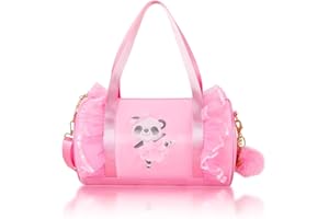Moonmo Cute Ballet Dance Bag,Tutu Dress Bag, Waterproof Lightweight Dancing Animals Pink Dance Bag for Girls(Pink Panda)