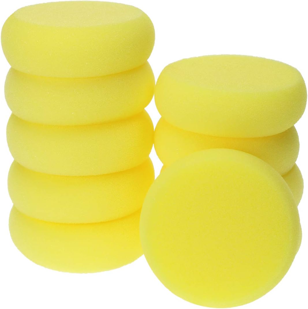 PENTA ANGEL Paint Sponges Applicator 10Pcs Round Detail Foam Sponges for Kids Painting Car Waxing Art & Craft DIY (Yellow)