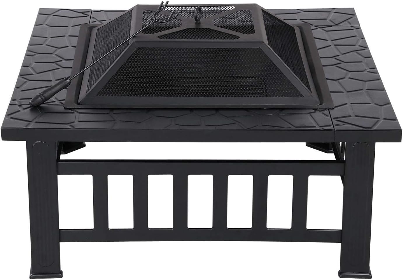 Yaheetech 32in Outdoor Fire Pit Metal Square Firepit Wood Burning Backyard Patio Garden Beaches Camping Picnic Bonfire Stove with Spark Screen, Log Poker and Cover : Garden & Outdoor
