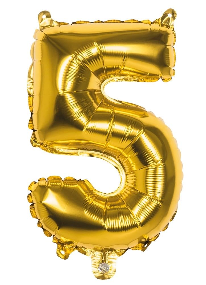 Boland Mylar balloon number '5' (36cm), gold, 23805