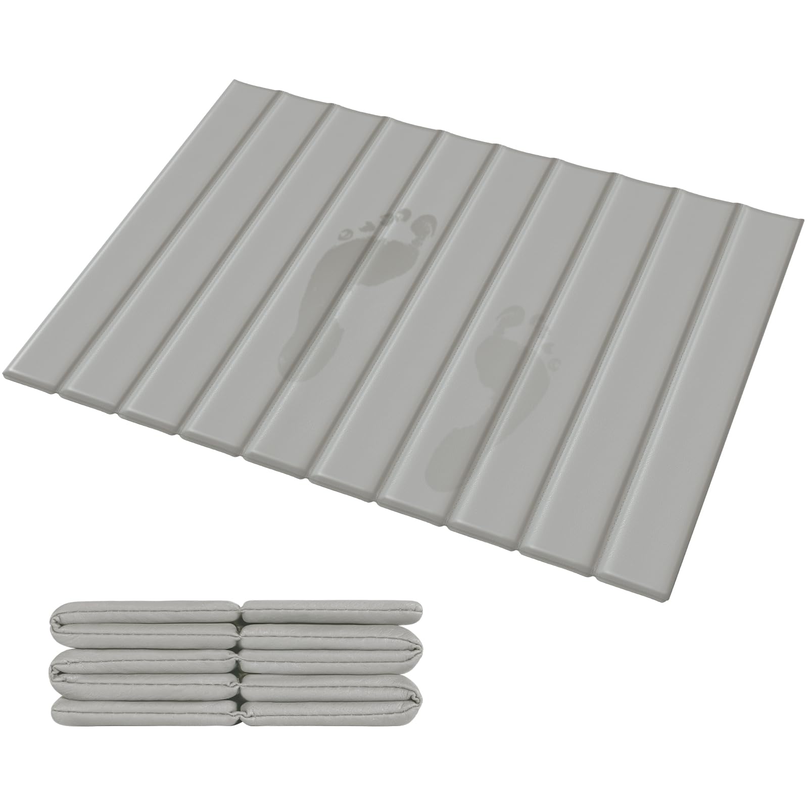 Photo 1 of Veeloim Foldable Stone Bath Mat Covered with Nano Tech Absorbent Fabric, Quick Dry Diatomaceous Earth Bath Mat for Bathroom, Non-Slip, Compact & Easy to Clean (25 * 16 Light Grey)