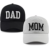GzacDeope 2PCS Dad and Mom Hat for Men Women, Funny Adjustable Cotton Embroidered Parents Gifts Baseball Cap