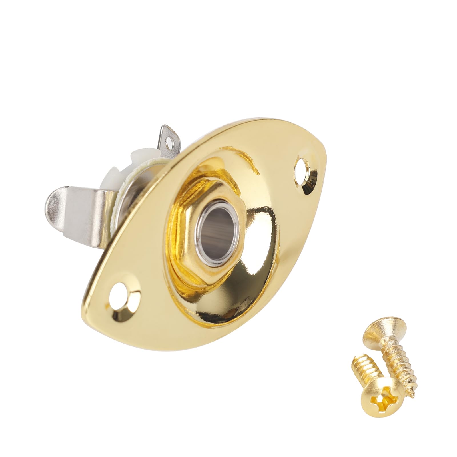 Banworks 6.35mm (1/4") Elliptical Input Jack Oval Cat-Eye Electric Guitar Input Jack Output Jack Plate Socket with Screws for Super Strat ST Tele Electric Guitar Bass JT/CK-01 Golden