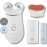 NuFACE Trinity+ Microcurrent Facial Device + LED Red Light Wrinkle Reducer Attachment - FDA Cleared Skin Tightening Device + Microcurrent Gel Activator & Silk Creme