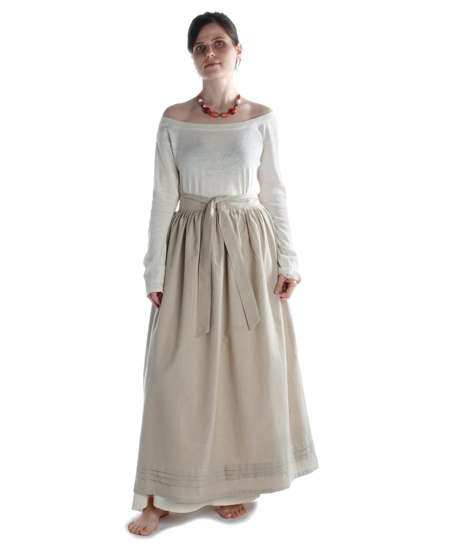 HEMAD Women´s Medieval All-Around Apron, Cotton - Beige XXL/XXXL