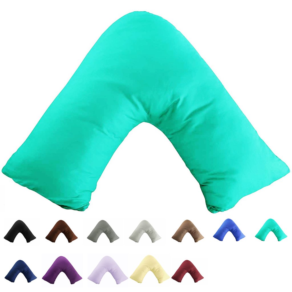 Gyulin 100% Cotton 300 Thread Count Soild Envelope Style V Shaped/Tri/Boomerang Standard Pillow Case Cushion Cover Only Cover No Insert (Teal)