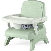 Chicco Bento Booster 3-in-1 Portable Booster Seat for Babies &amp; Toddlers | Lightweight Multi-Use Booster, 6 Months up to 50lbs, Dishwasher-Safe Snack Tray, Sturdy Build, Compact Fold, Sage/Green