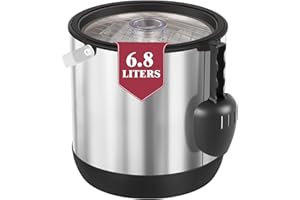 FiveHome 7QT/6.8LDouble-Wall Insulated Ice Bucket with Scoop & Lid, Large Capacity Stainless Steel Beverage Bucket for Party 