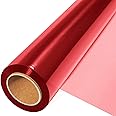 JOYIT Red Cellophane Wrap Roll (100’ Ft. Long X 17.5” in. Wide) - 2.5 Mil Thick Transparent Red Cellophane Wrapping Paper, Colored Cellophane Wrap for Gift Flower Basket Decoration