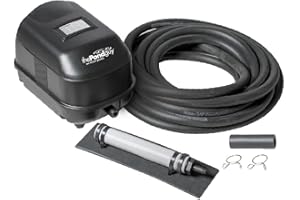 The Pond Guy Pond Aerator 1, Complete Aeration Kit, Water Garden Oxygenation Bubbler System Adds Oxygen to Koi & Fish Ponds, Outdoor Diaphragm Compressor Pump, Air Line & 1 Submersible Diffuser Stick