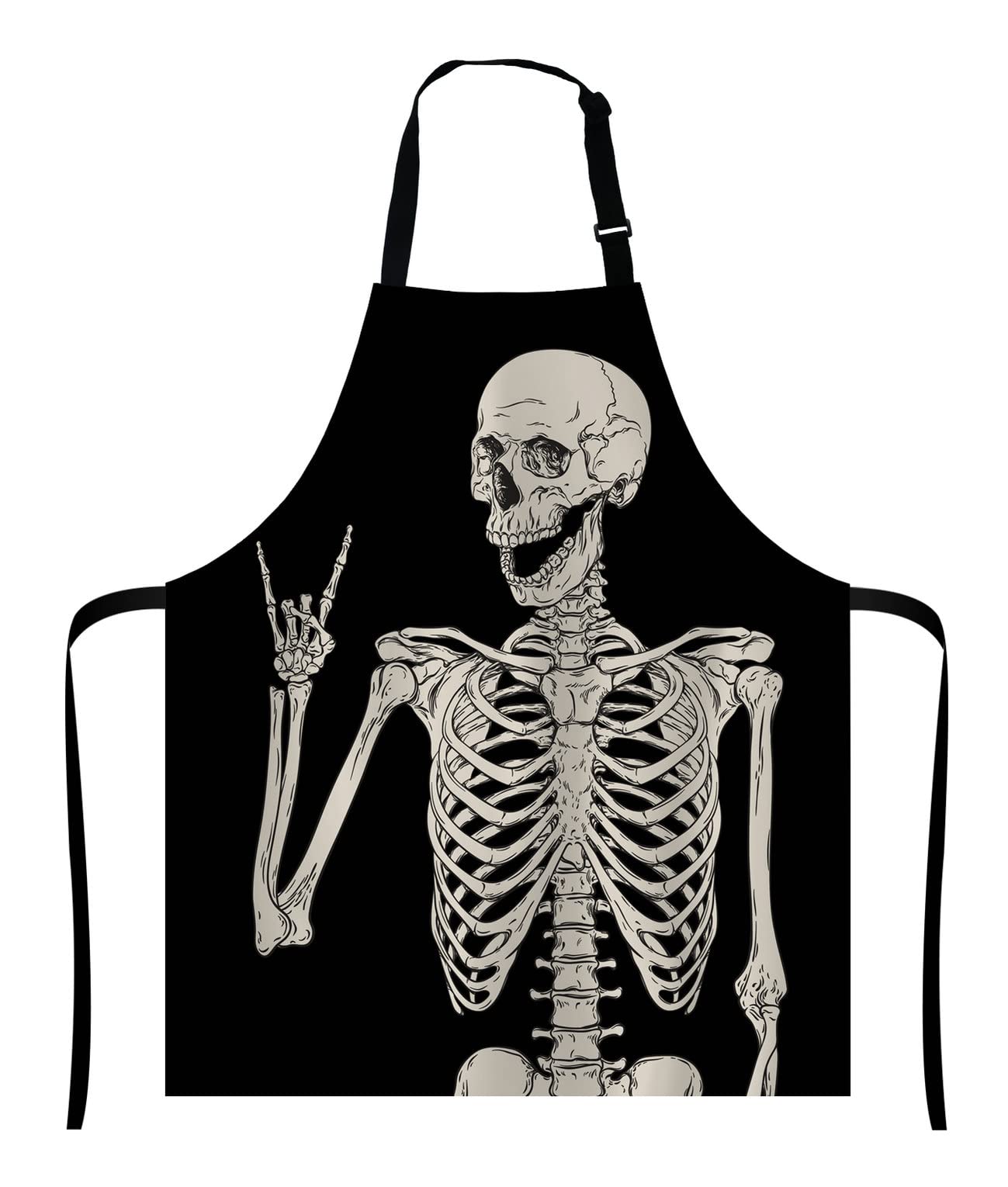 Wasach Skull Human Skeleton Apron,Human Skeleton Posing,Adjustable Neck Bib for Men Women,Suitable for Kitchen Cooking Waitress Chef — image 1