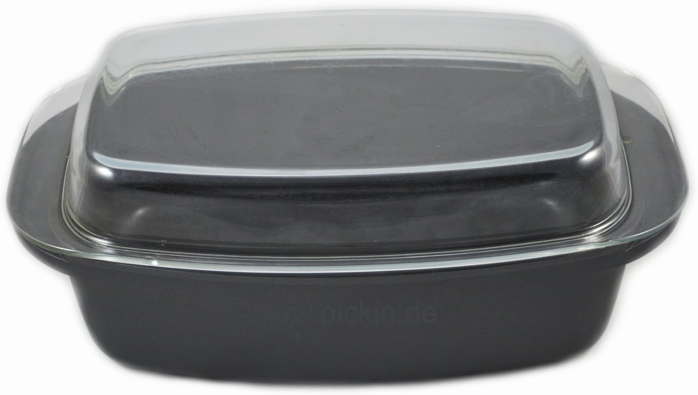 Roasting Tray DieCast Aluminium with Glass Lid 6.7 Litre Casserole