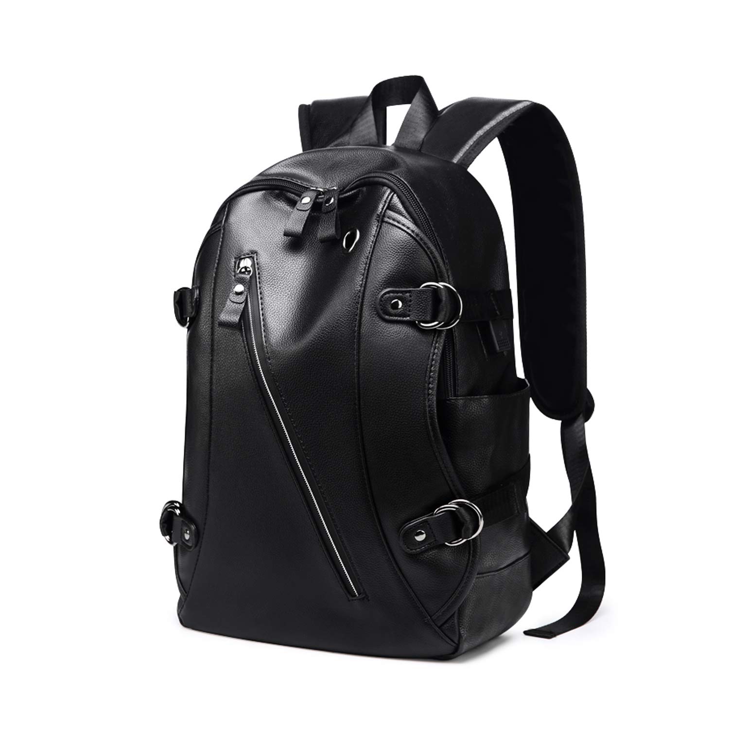 FANDARE Unisex Backpack Casual Daypack for Men Women Teenager School Bag Travel Rucksack High College Bookbag Waterproof Knapsack Outdoor Camping PU Pack Black A