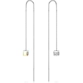 AOBOCO Heart/Butterfly/Cube Threader Dangle Drop Earrings - 925 Sterling Silver Long Chain Earring for Women Baroque Hook Drop Earrings Crystals from Austria