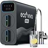 ecoviva water E8 800GPD Compact Reverse Osmosis System 800 GPD Fast Flow RO Water Filter, 9 Stage Tankless Under Sink RO Water Filtration System High Pure to Drain, LED Smart Real-Time Display Faucet