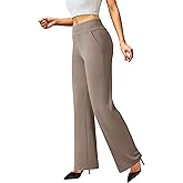 FireSwan Womens Dress Pants Stretchy Wide Leg Work Pants Business Casual Trousers Pull On Office Slacks with 4 Pockets