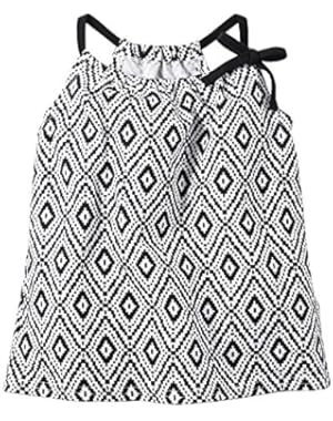 Girl Diamond Printed Flowy Tank Top; Black & White