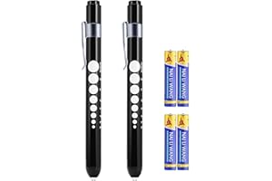 LUCXXI Pen Lights for Nurses Doctors, 2 Pack Reusable Medical PenLight with Pupil Gauge, Ruler and 4 AAA Batteries for Nursing Students Essentials