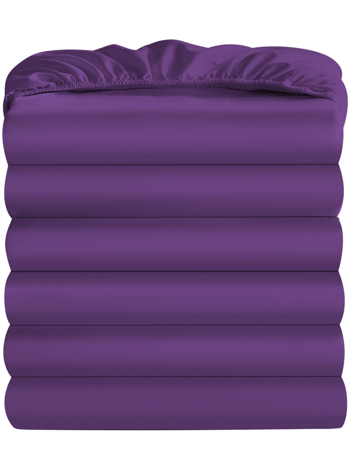 Maple&Stone Twin Fitted Sheet Only - Bulk Pack of 6 Bottom Sheets - Premium Soft & Breathable, Brushed Microfiber Fabric for Twin Size, Purple