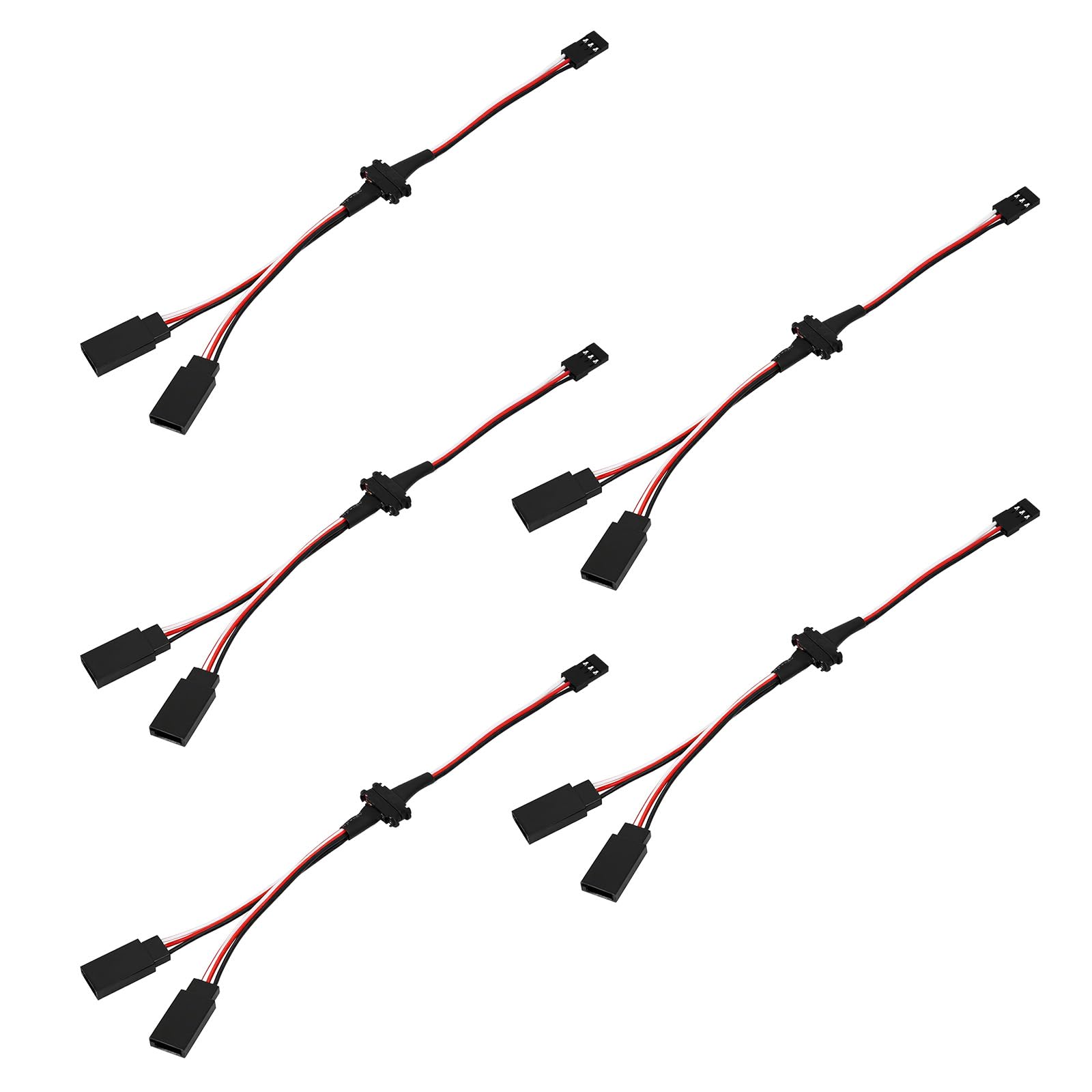 INJORA Magnetic Snap-on JR 1-to-2 Y Cable for RC Models, 5PCS (20cm)