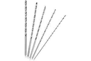 Long Drill Bit, 5Pcs High Speed Steel Small Twist Drill Bits Extra Long HSS Straight Shank Bits Tool for Drilling in Wood Pla