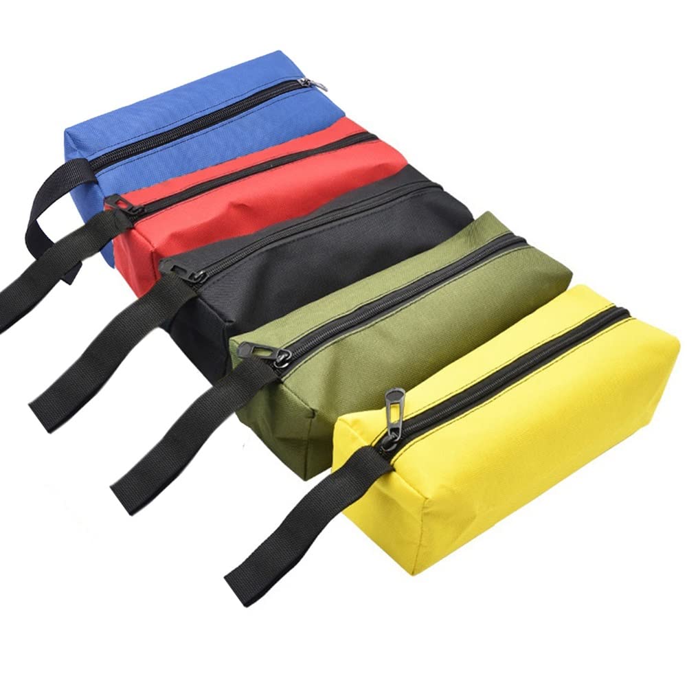 Small Tool Bag, ZffXH 5pcs Mini Zippered Tool Pouch Canvas Waterproof Tool Hand Bags Utility Tool Storage Organizer for Screwdriver Bolt Nail Screw